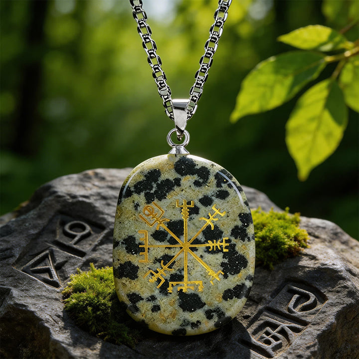 Vegvisir Runic Compass Guidance Crystal Necklace