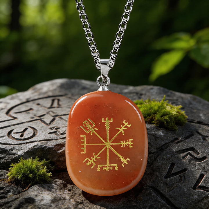 Vegvisir Runic Compass Guidance Crystal Necklace