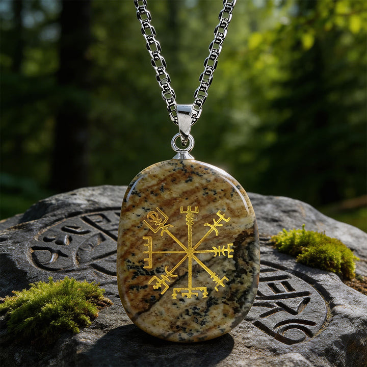 Vegvisir Runic Compass Guidance Crystal Necklace