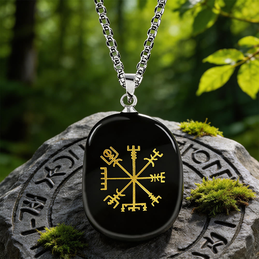 Vegvisir Runic Compass Guidance Crystal Necklace