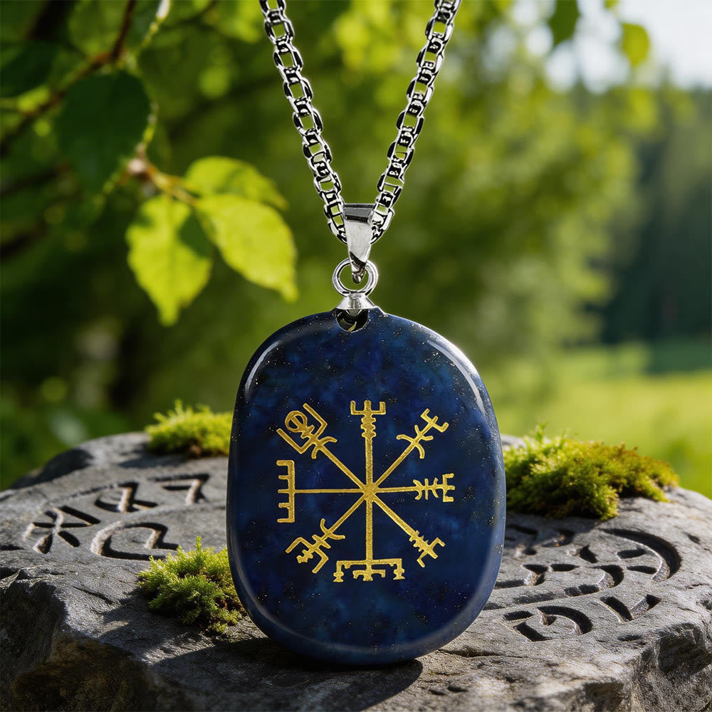 Vegvisir Runic Compass Guidance Crystal Necklace