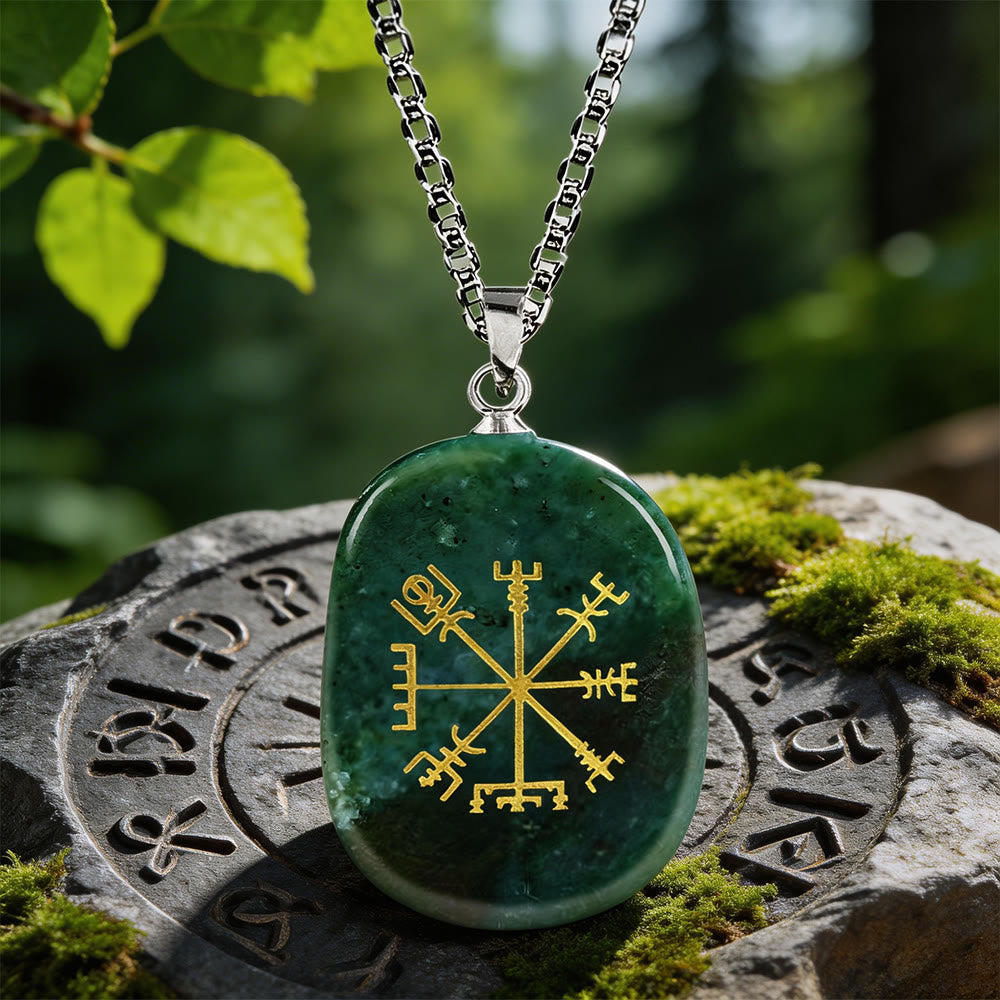 Vegvisir Runic Compass Guidance Crystal Necklace