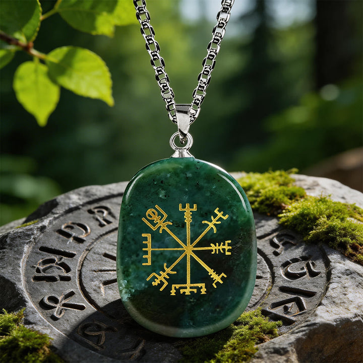 Vegvisir Runic Compass Guidance Crystal Necklace