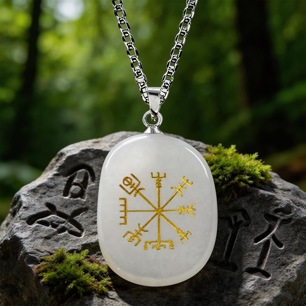 Vegvisir Runic Compass Guidance Crystal Necklace