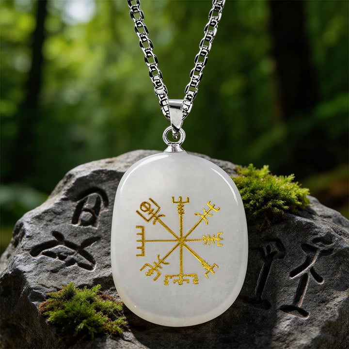 Vegvisir Runic Compass Guidance Crystal Necklace