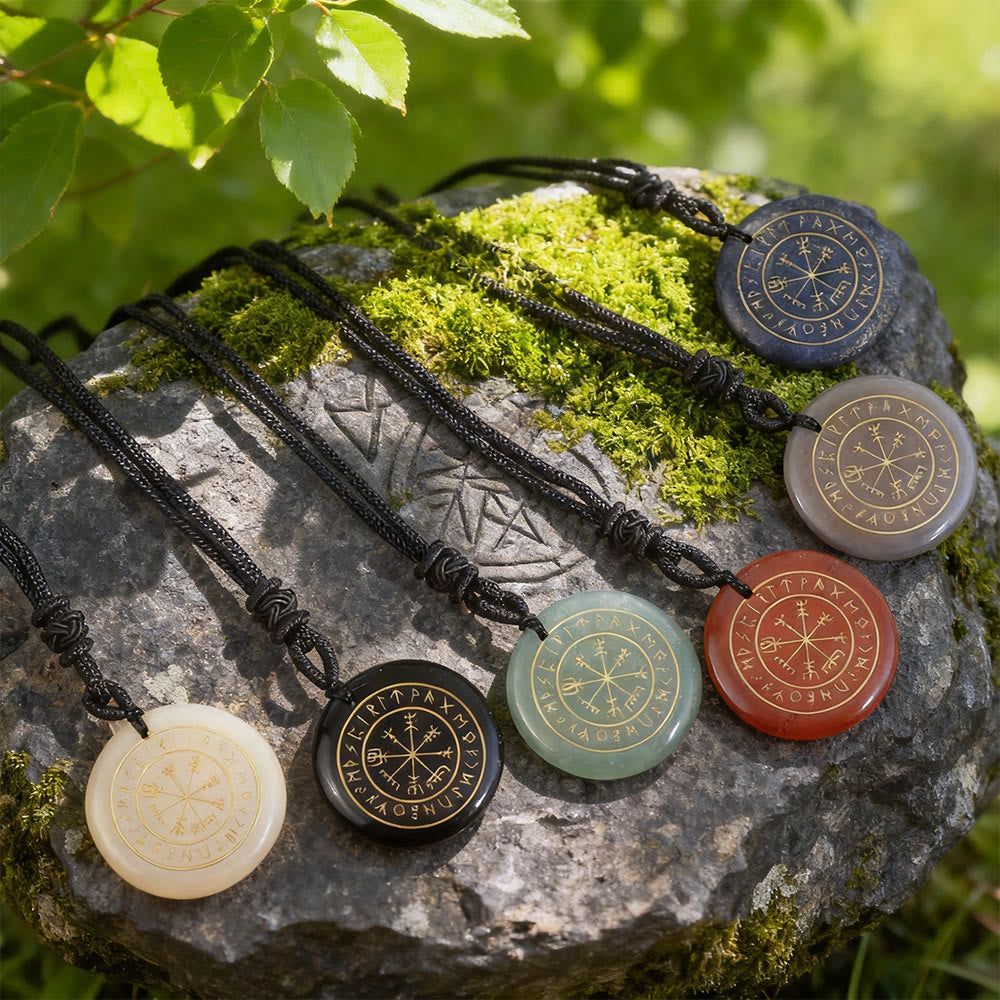 Vegvisir Rune Guidance Crystal Necklace