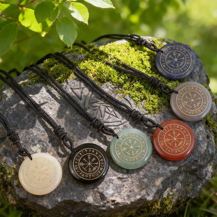 Vegvisir Rune Guidance Crystal Necklace