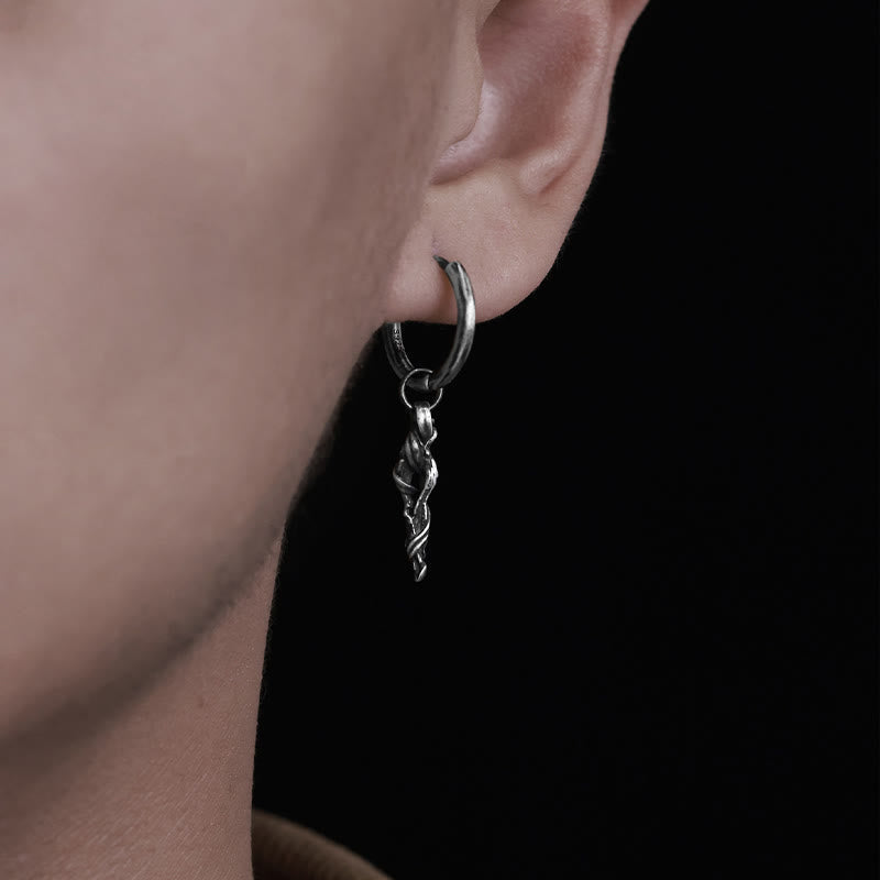 Handcrafted 999 Silver Ancient Wood Spiral Textured Earrings