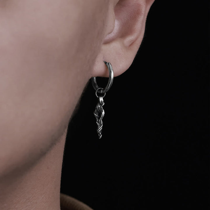 Handcrafted 999 Silver Ancient Wood Spiral Textured Earrings