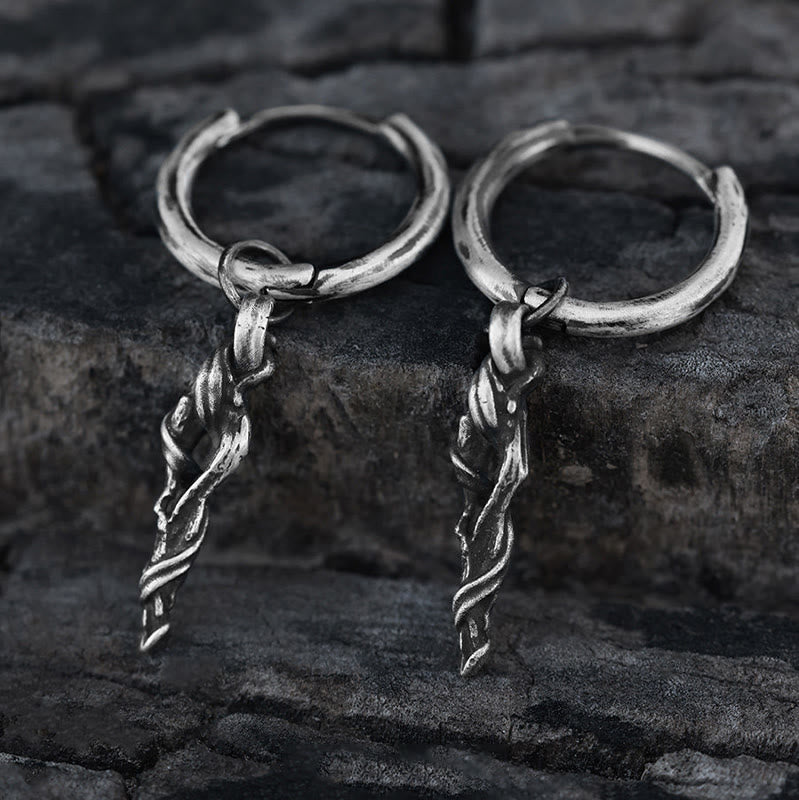 Handcrafted 999 Silver Ancient Wood Spiral Textured Earrings