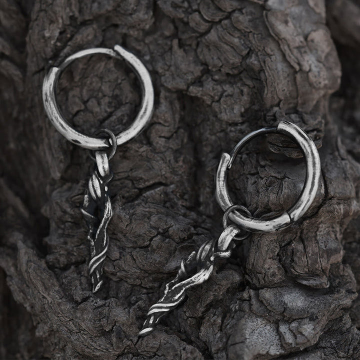 Handcrafted 999 Silver Ancient Wood Spiral Textured Earrings