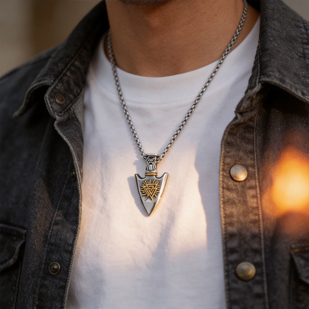 Vegvisir Valknut Retro Arrowhead Necklace