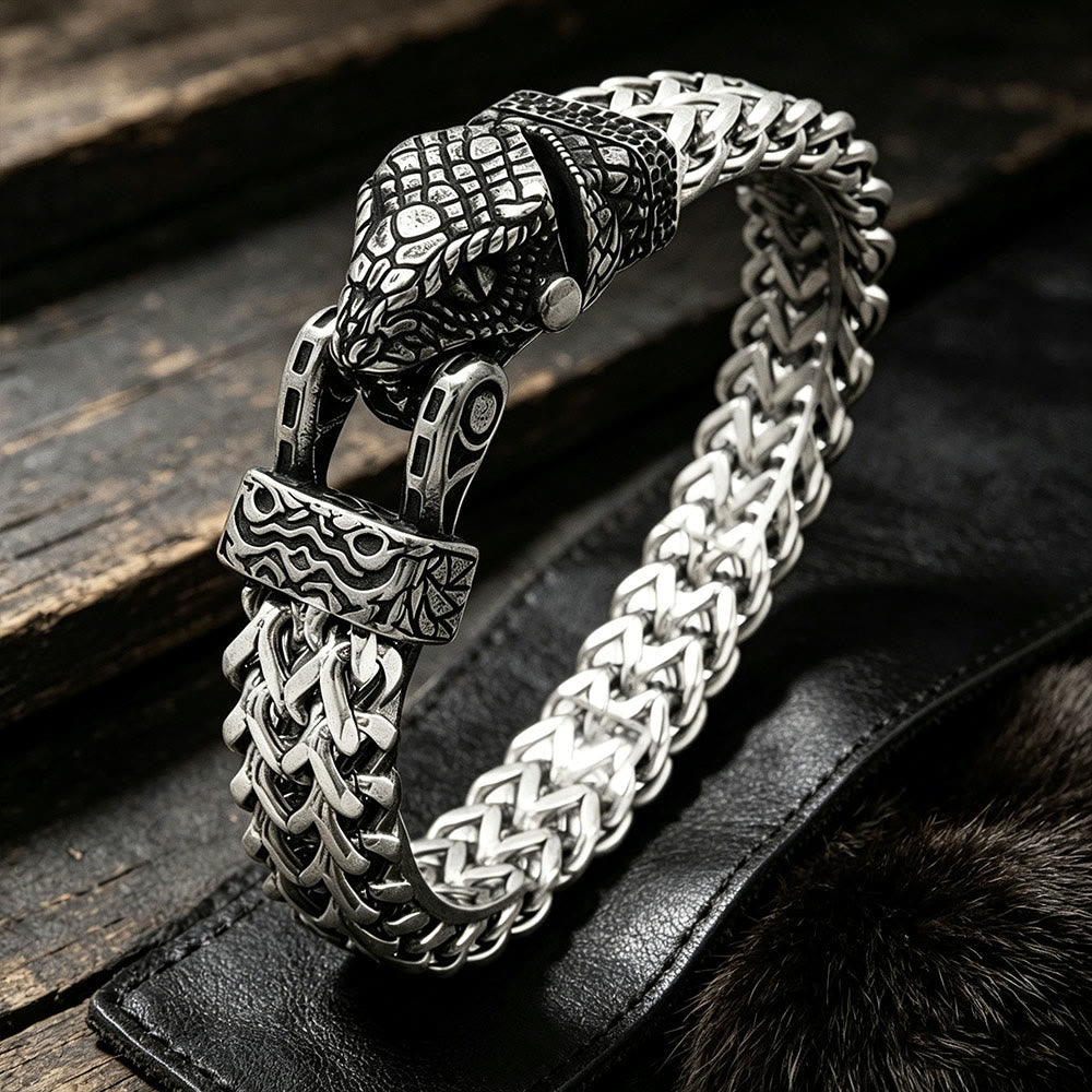 Punk Wolf With Raven Pattern Stainless Steel Bracelet
