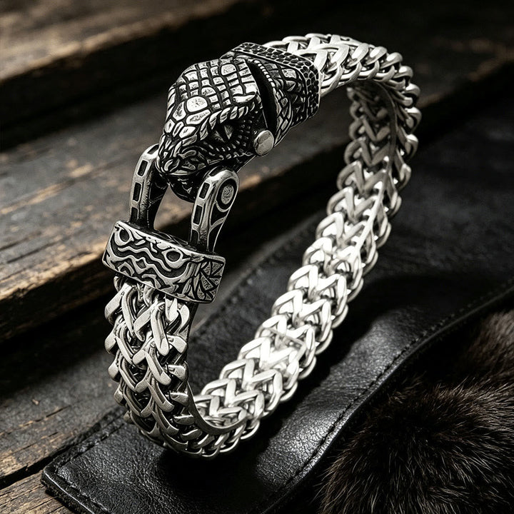 Punk Wolf With Raven Pattern Stainless Steel Bracelet