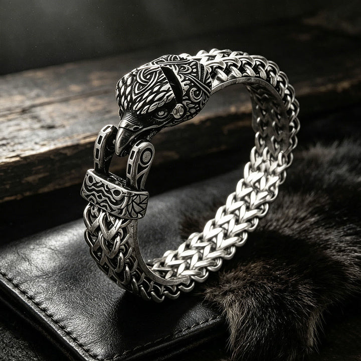 Punk Wolf With Raven Pattern Stainless Steel Bracelet