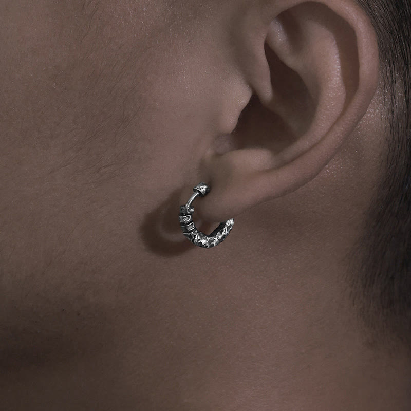 Handcrafted 999 Silver Hammered Rugged Ring Earrings