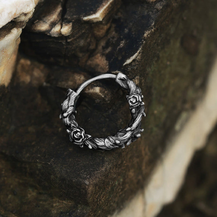 Handcrafted 925 Silver Thorny Bloom Wreath Earrings