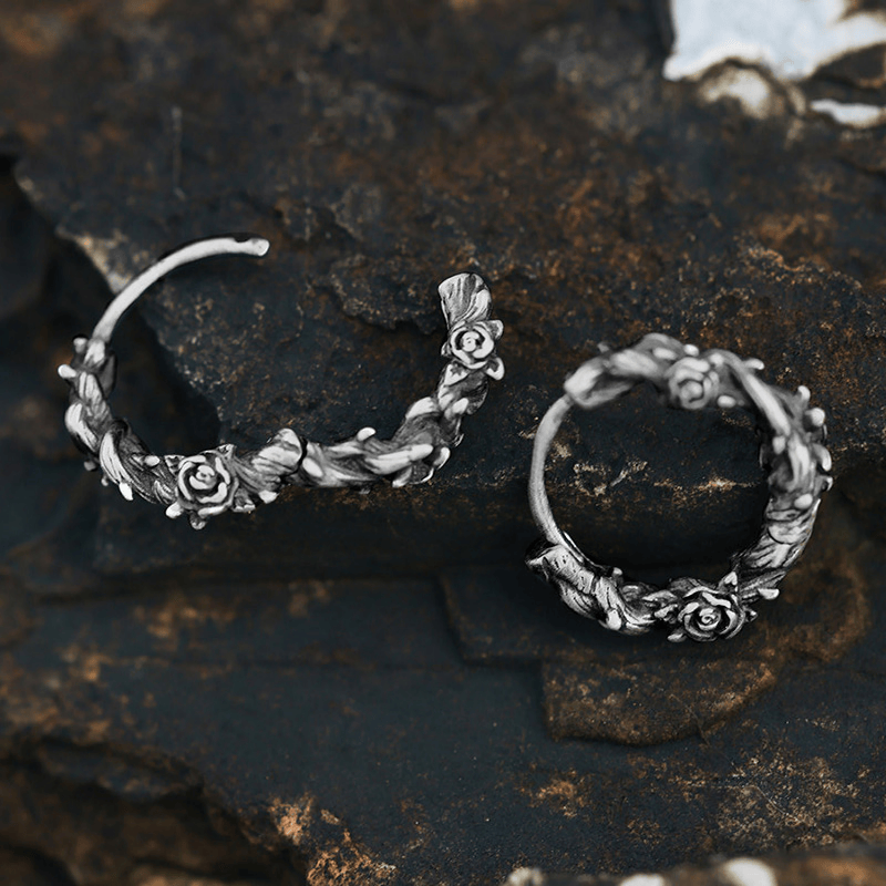 Handcrafted 925 Silver Thorny Bloom Wreath Earrings