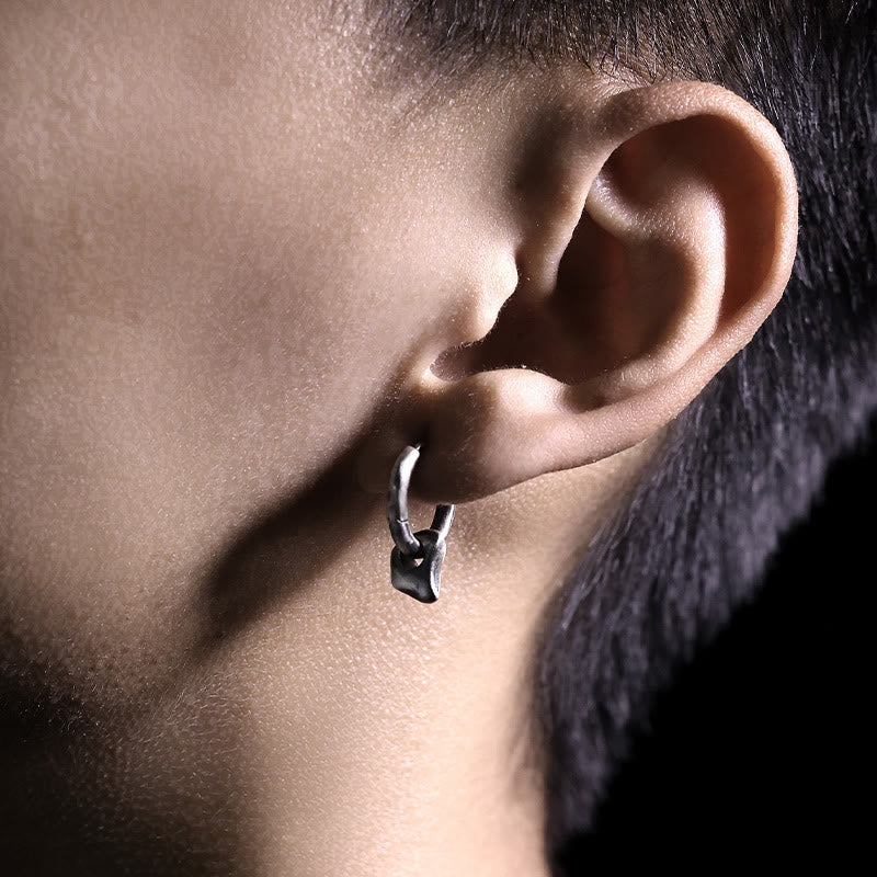 Handcrafted 925 Silver Forged Vintage Ring Hoop Earrings