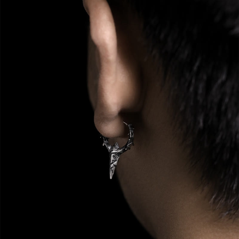 Handcrafted 925 Silver Thorn Spike Hoop Earrings