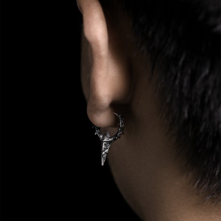 Handcrafted 925 Silver Thorn Spike Hoop Earrings