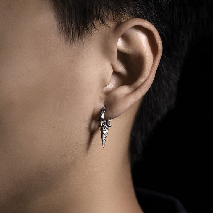 Handcrafted 925 Silver Thorn Spike Hoop Earrings