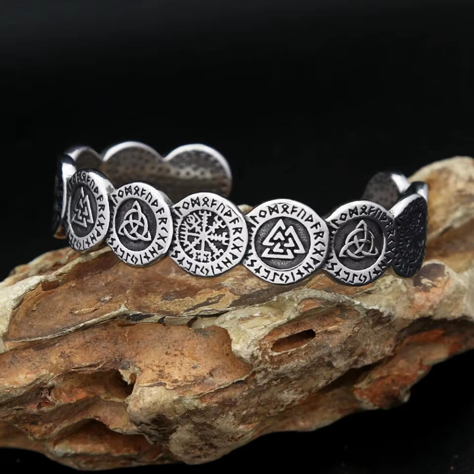 Rune Disc Vegvisir Valknut Bracelet