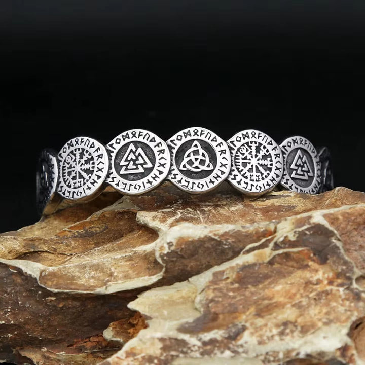 Rune Disc Vegvisir Valknut Bracelet