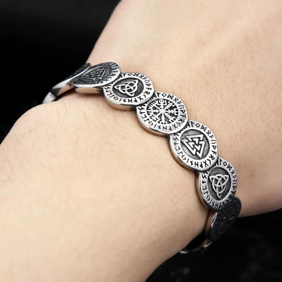 Rune Disc Vegvisir Valknut Bracelet
