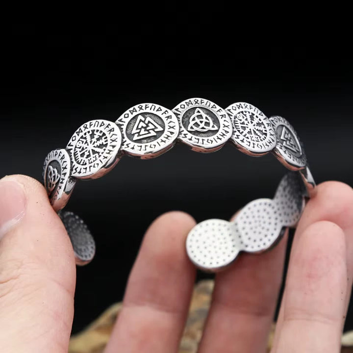 Rune Disc Vegvisir Valknut Bracelet