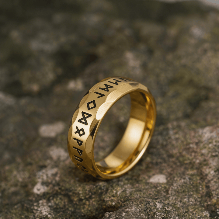 Hammered Futhark Rune Viking Amulet Ring