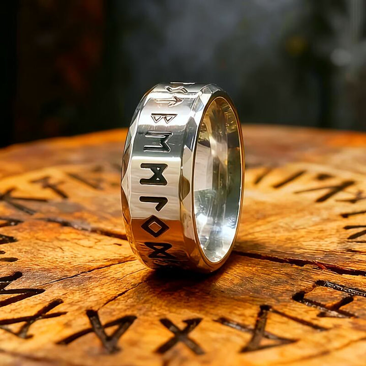 Hammered Futhark Rune Viking Amulet Ring