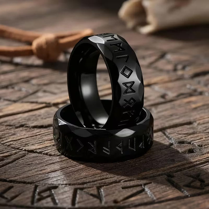 Hammered Futhark Rune Viking Amulet Ring