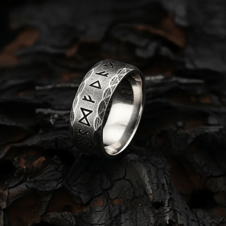 Hammered Futhark Rune Viking Amulet Ring