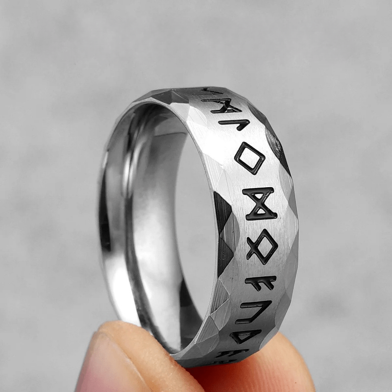 Hammered Futhark Rune Viking Amulet Ring