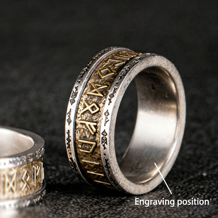 Handcrafted 925 Silver Handcrafted Rune Ring