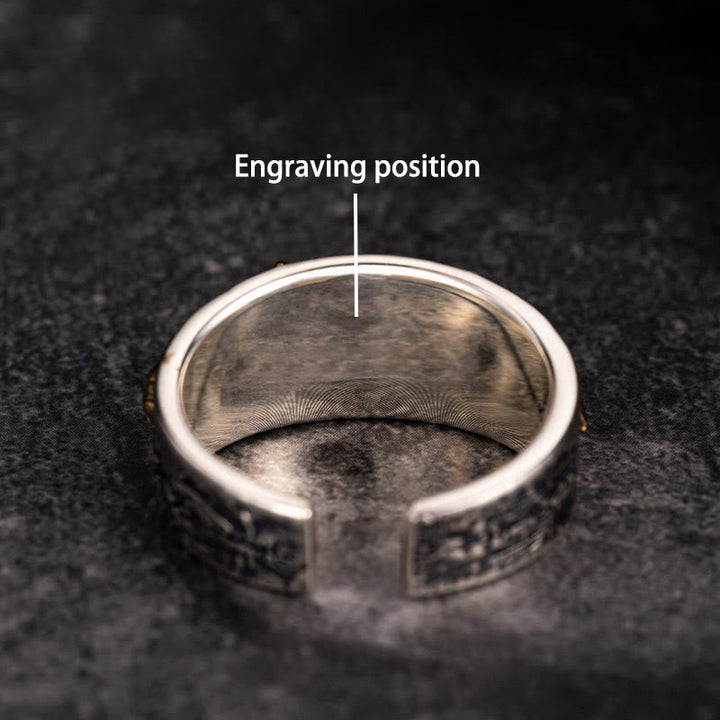 Handcrafted 925 Silver Sword Norse Dragon Open Ring