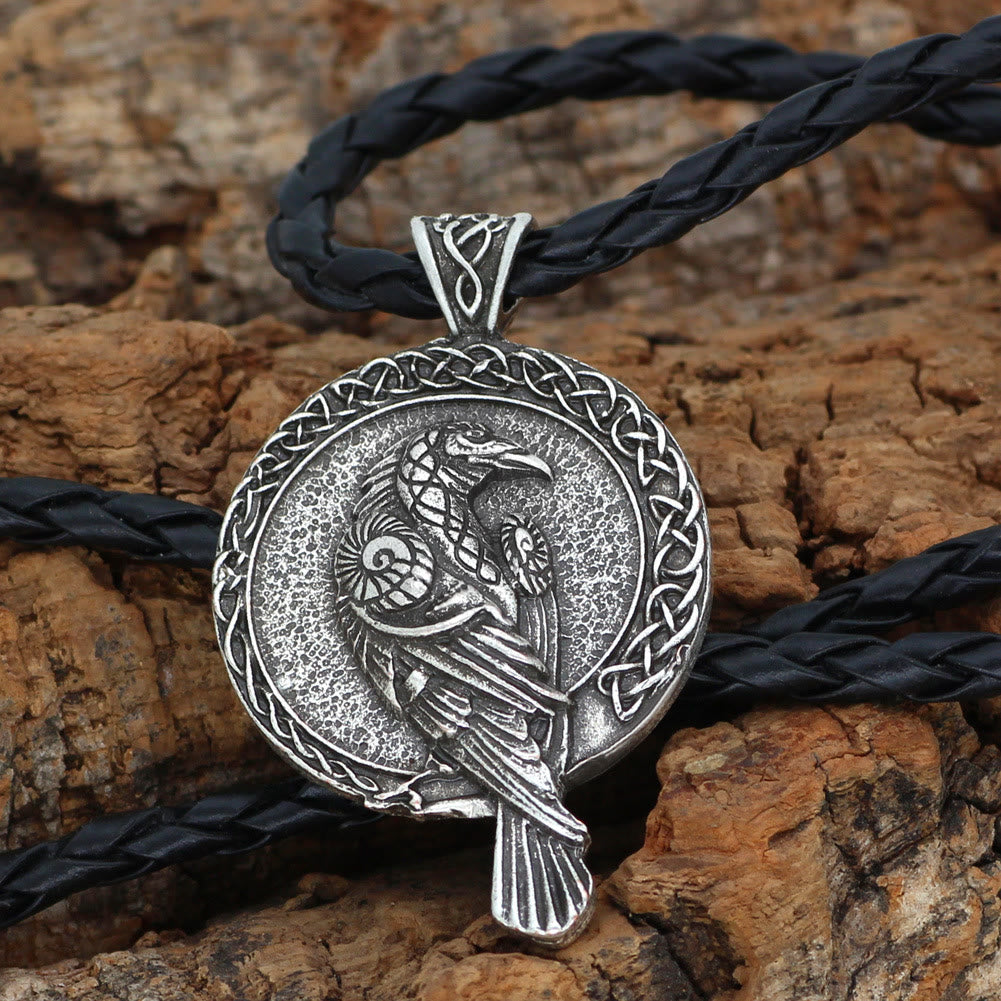 Double Sided Antique Odin Raven Celtic Knot Necklace