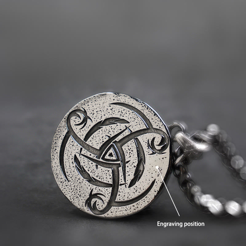 Spiral Knot Norse Dragon Round Necklace