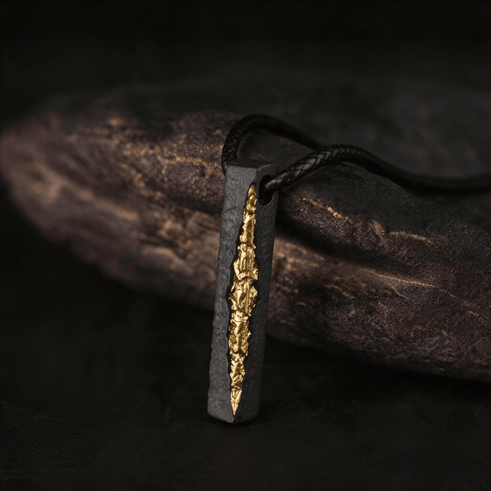 Handcrafted 999 Silver Slab Crack Gold Necklace