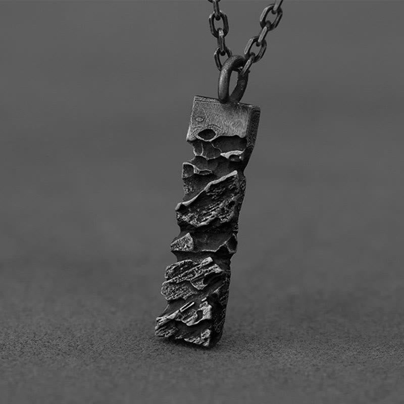 Handcrafted 999 Silver Cracked Mountain Textured Necklace
