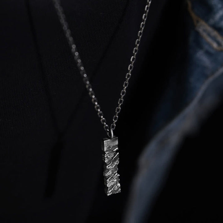 Handcrafted 999 Silver Cracked Mountain Textured Necklace