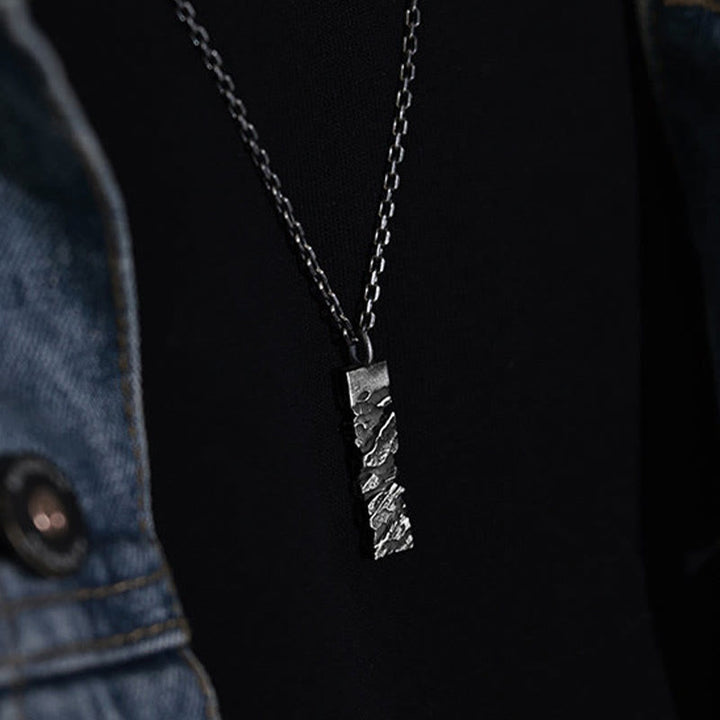 Handcrafted 999 Silver Cracked Mountain Textured Necklace