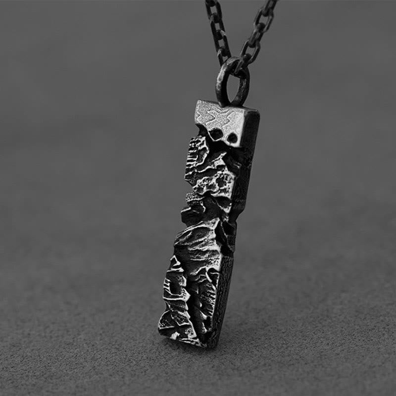 Handcrafted 999 Silver Cracked Mountain Textured Necklace