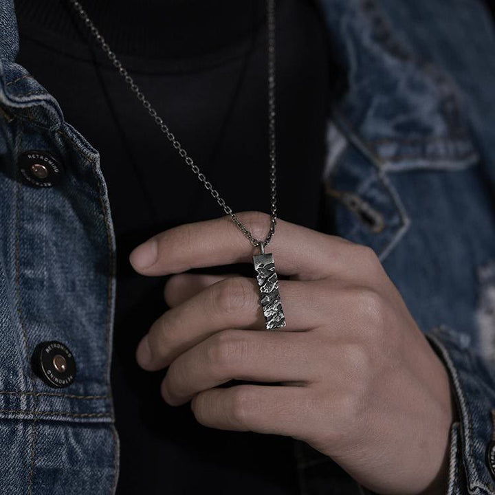 Handcrafted 999 Silver Cracked Mountain Textured Necklace