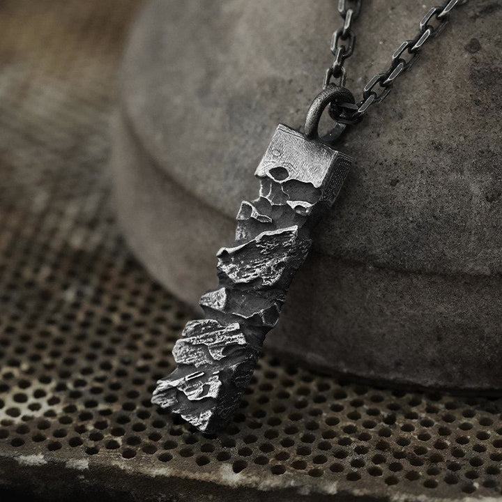 Handcrafted 999 Silver Cracked Mountain Textured Necklace