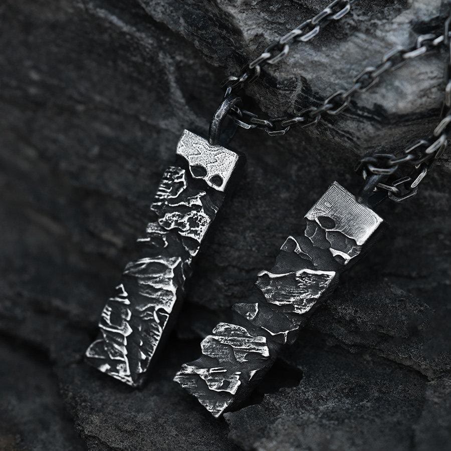 Handcrafted 999 Silver Cracked Mountain Textured Necklace