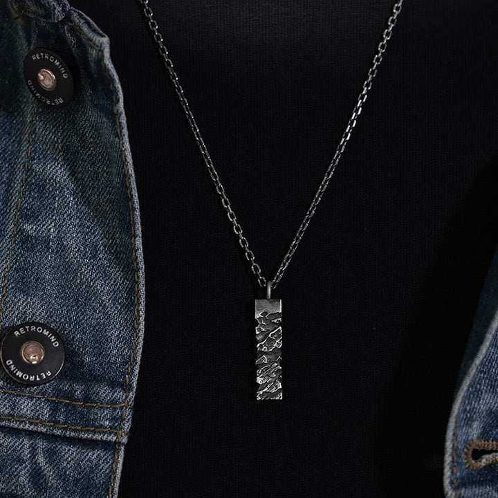Handcrafted 999 Silver Cracked Mountain Textured Necklace