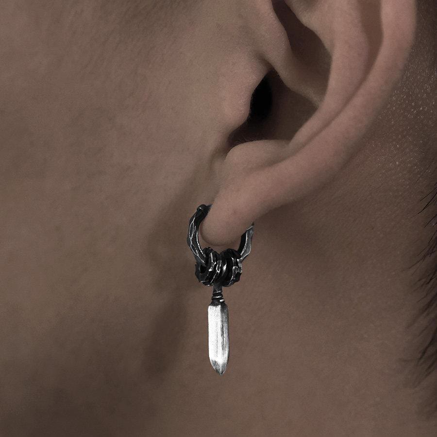 Handcrafted 999 Silver Damocles Sword Hammered Earrings