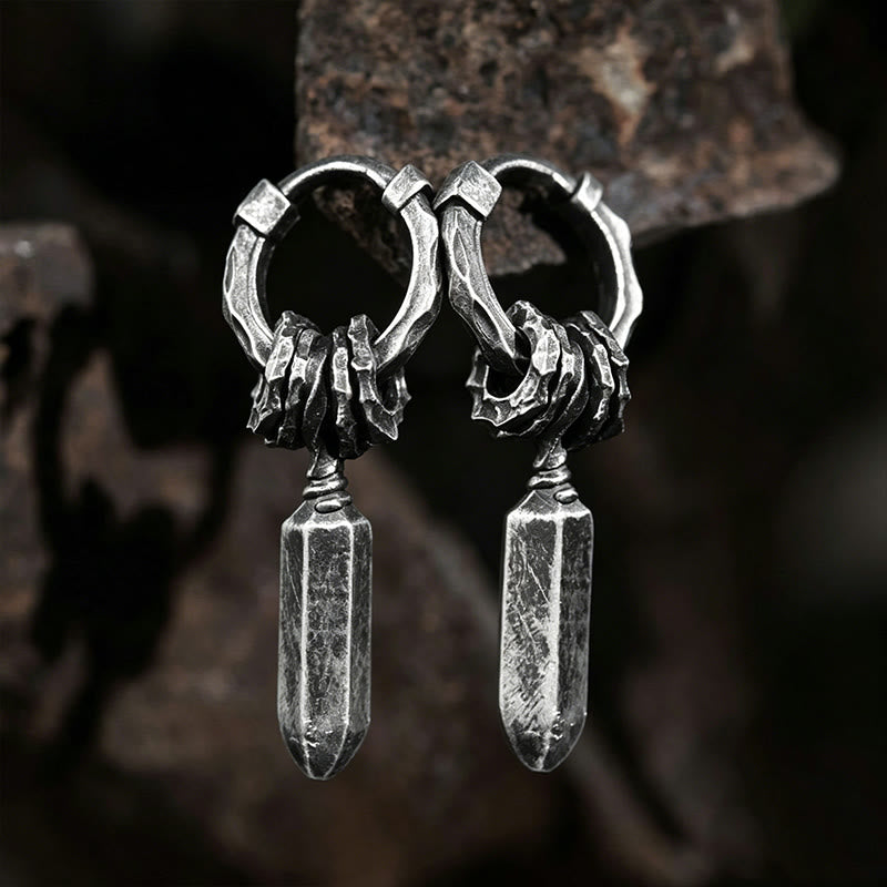 Handcrafted 999 Silver Damocles Sword Hammered Earrings